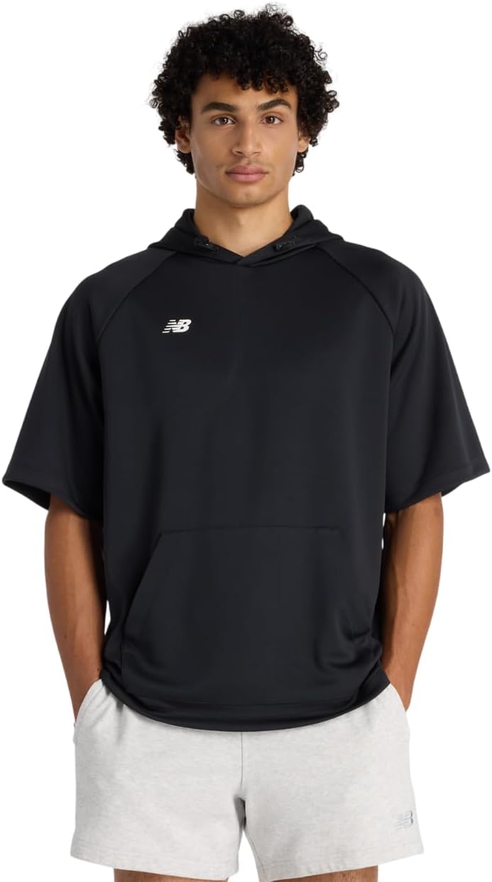 

Толстовка с капюшоном New Balance (MT61P1PU), с коротким рукавом, флисовая, мужская, черный