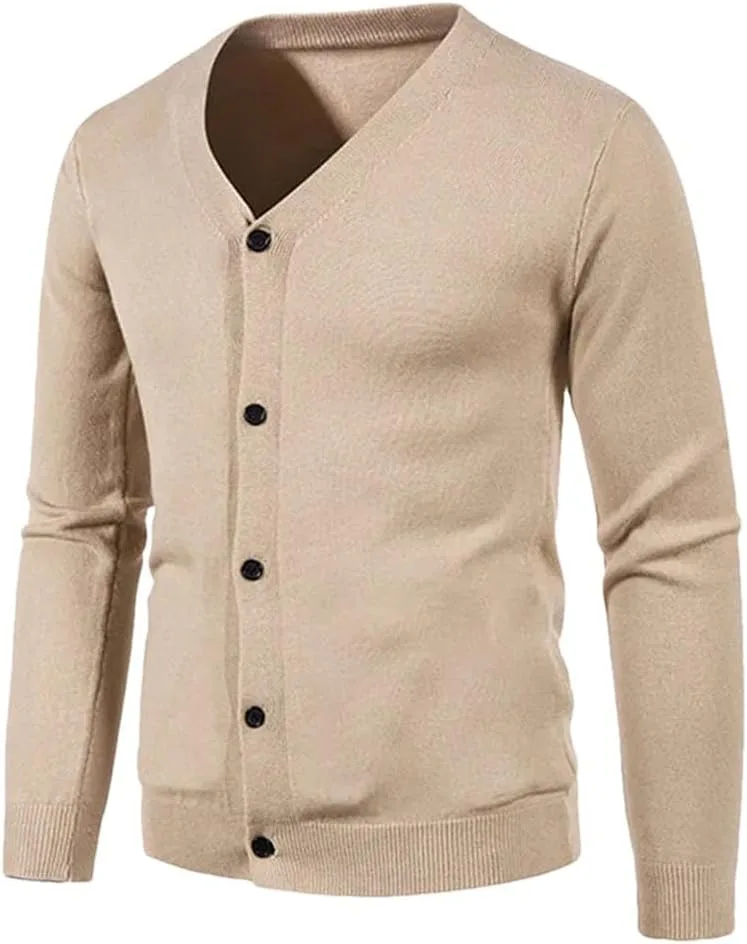 

Мужской кардиган с V-образным вырезом, вязаный, на пуговицах