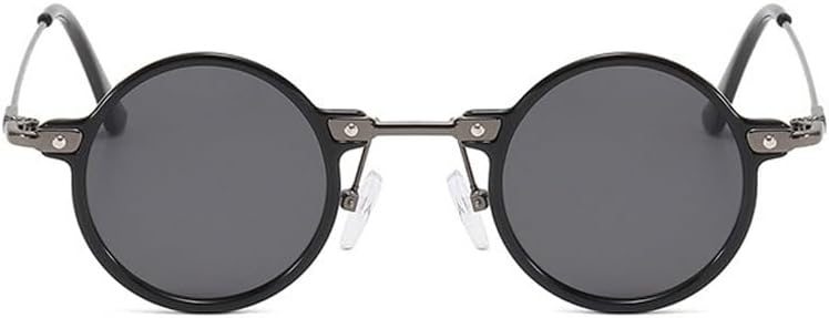 

Маленькие круглые солнцезащитные очки для мужчин и женщин, винтажные панк-очки в круглой оправе с металлическим каркасом в стиле хиппи, линзы UV400 Sunniluku, Black Grey
