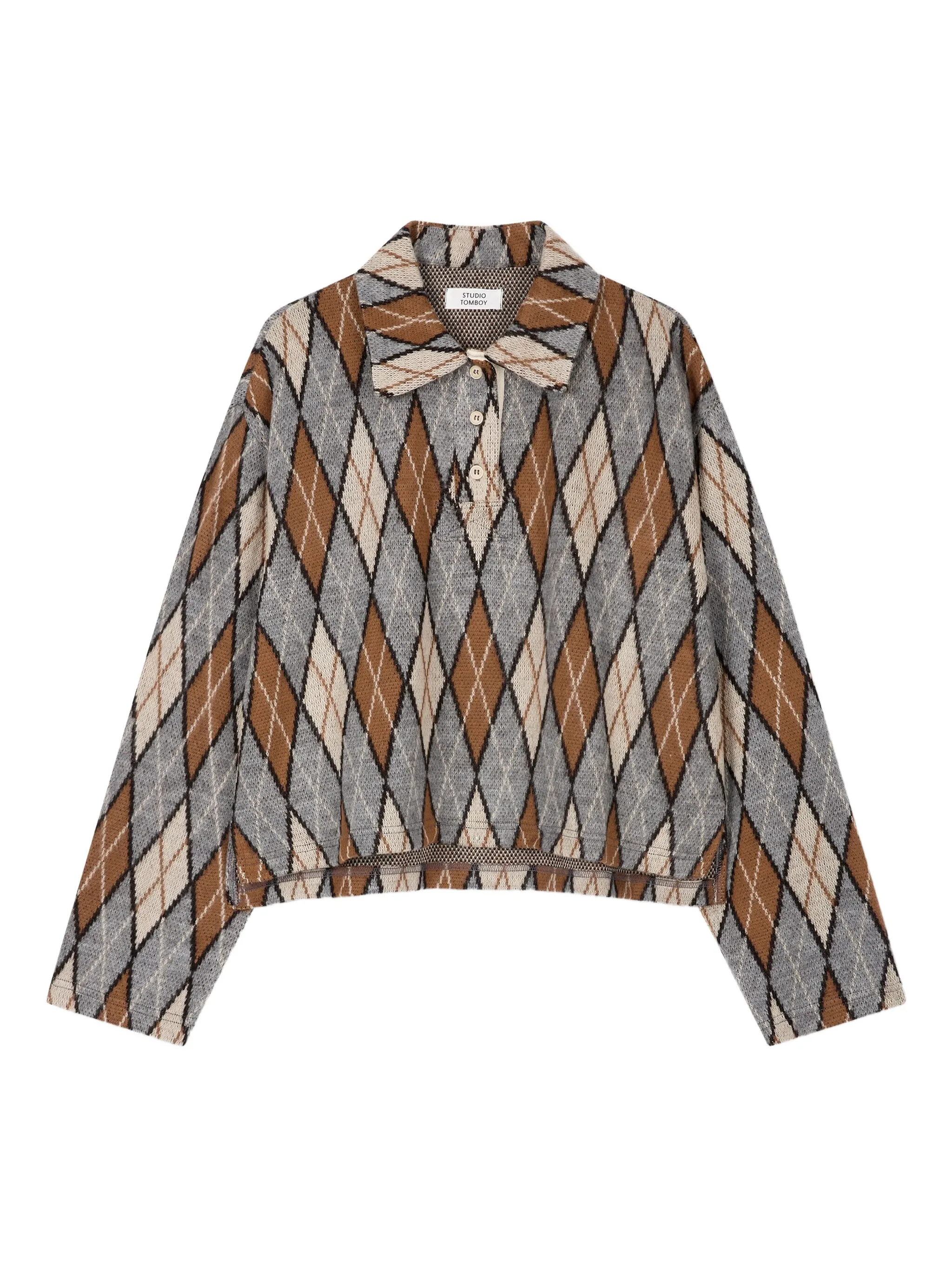 

Рубашка поло с узором Studio Tomboy, серый