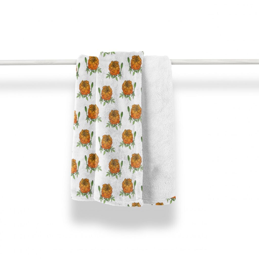 

Мягкое фланелевое флисовое одеяло ABAKUHAUS Flowers, бархатцы или бархатцы, уютный плюш для использования в помещении и на открытом воздухе, 125 x 175 см, белый оранжевый папоротниково-зеленый