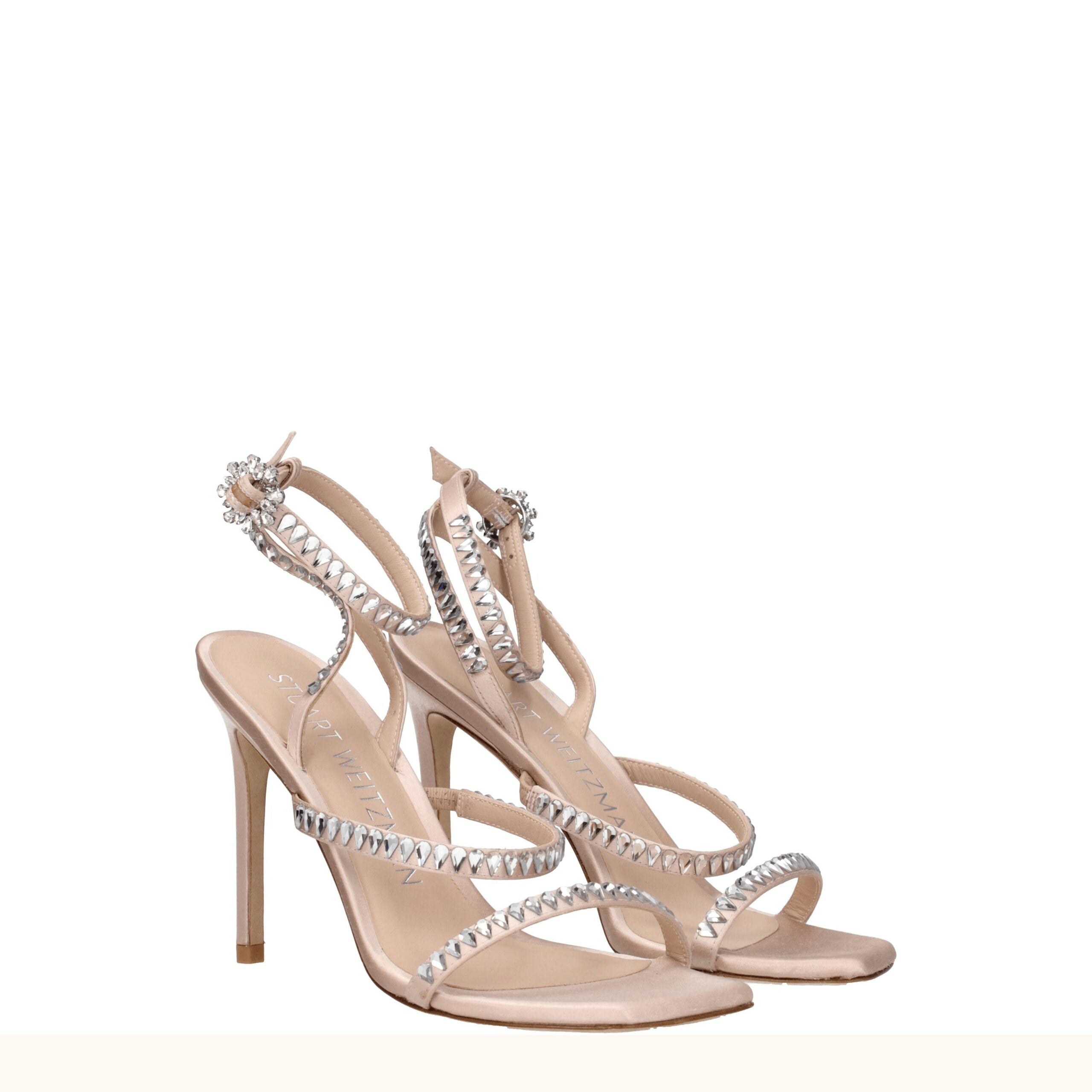 Стюарт Вайцман Женские сандалии из сатина Stuart Weitzman, розовый — фото 2