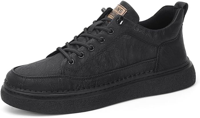 

Мужские повседневные кожаные туфли TGRNFHKPYY, осенне-зимние модные кроссовки на плоской подошве, черный