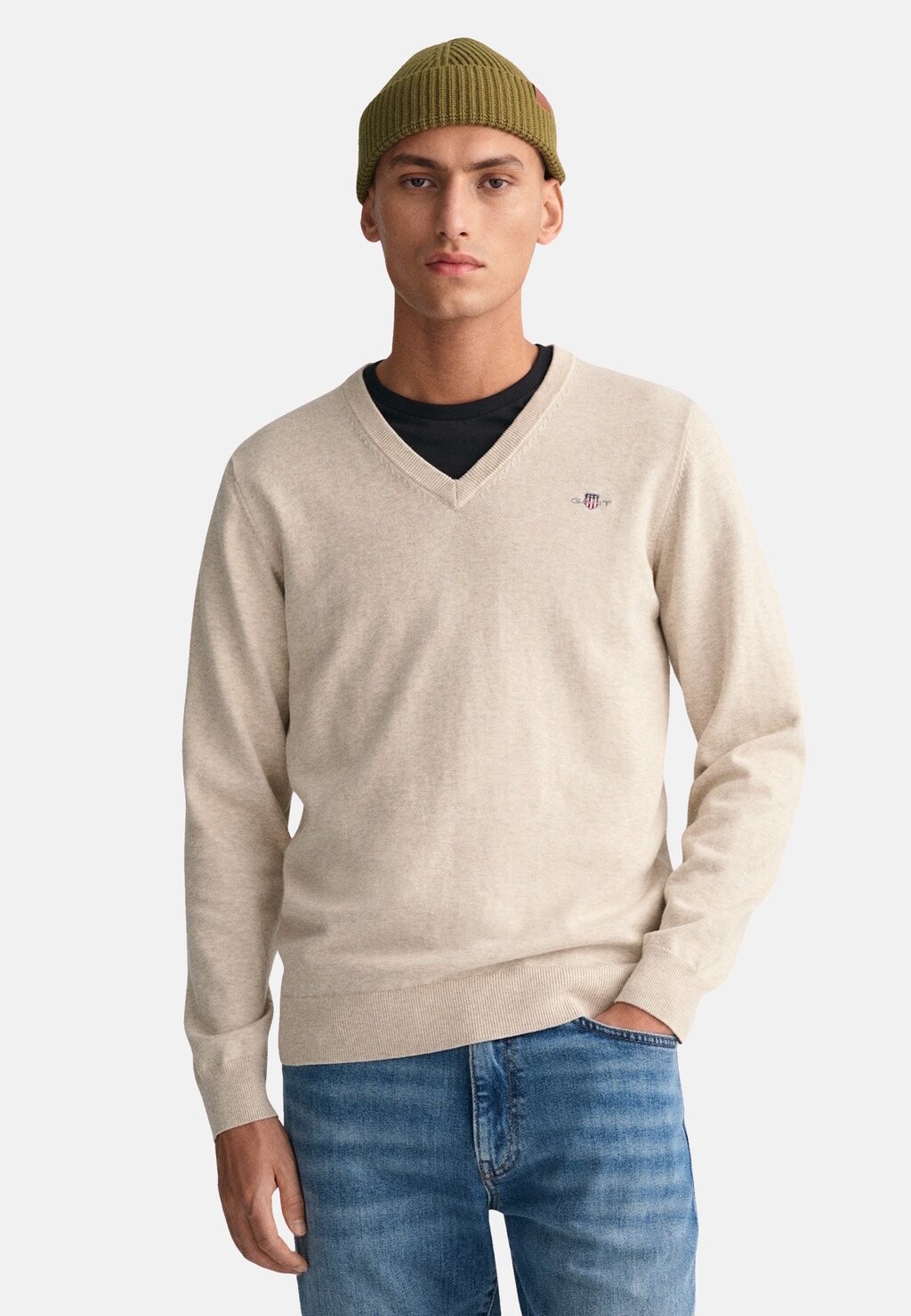 

Джемпер V-NECK GANT, бежевый