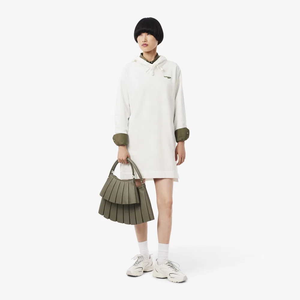Худи-платье Lacoste Офвайт с мягким брендингом — фото 4