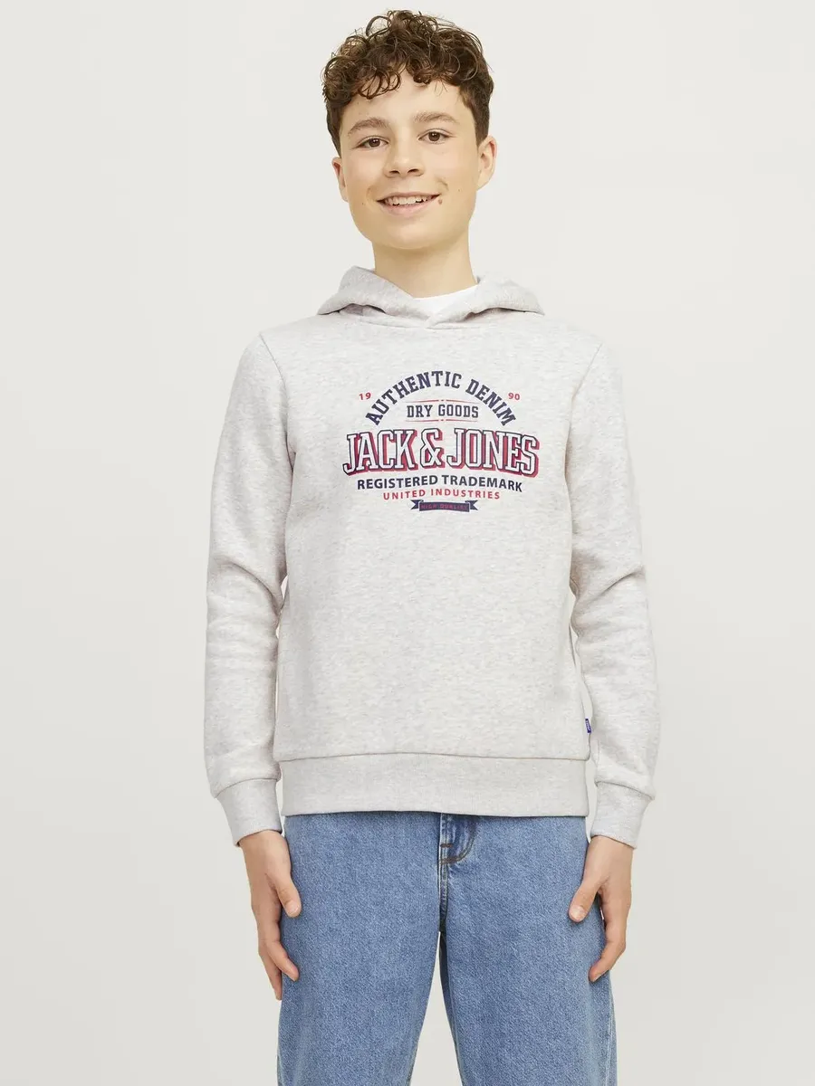 

Детская толстовка с капюшоном Jack & Jones "JJELOGO SWEAT HOOD 2 COL 24/25 NOOS JNR" Jack & Jones Junior, белый