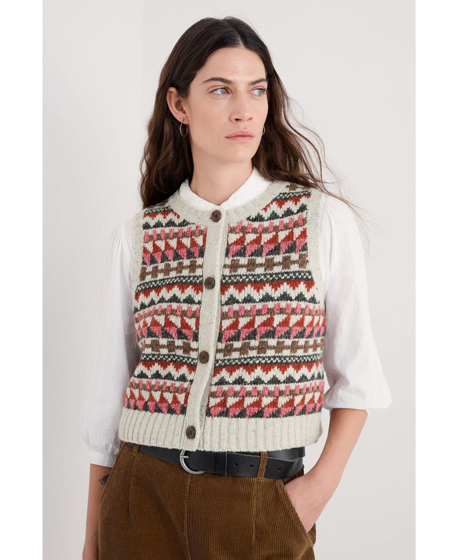 

Женский жилет Dawson Pick Seasalt Cornwall, Zig zag geo aran red sail
