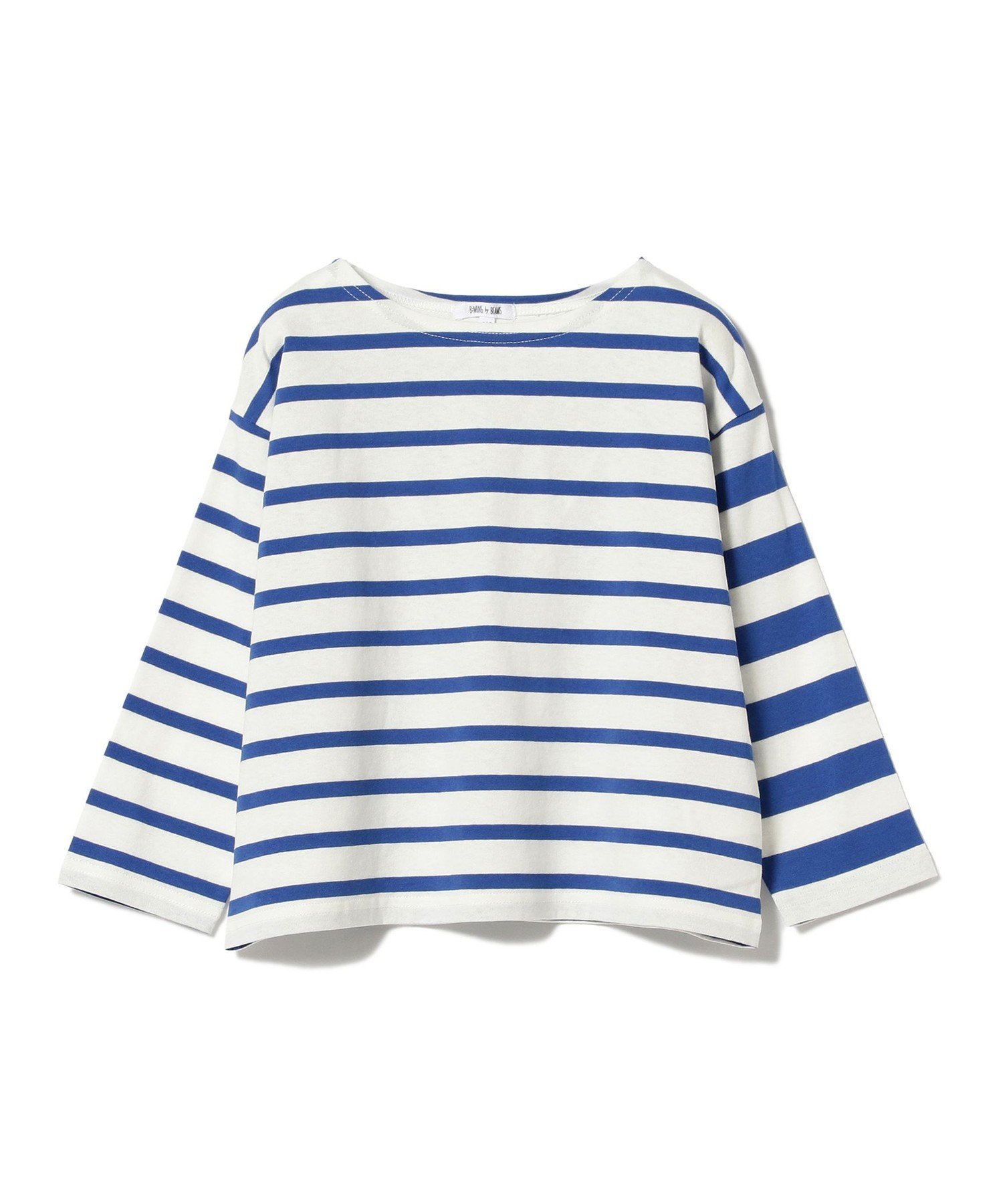 B:MING by BEAMS / Полосатая футболка с вырезом-лодочкой (90-140 см), BLUE — фото 2