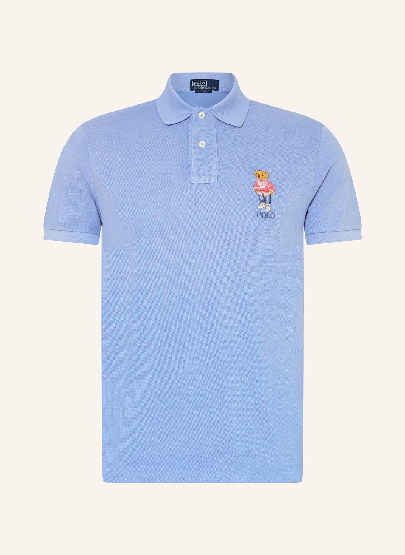 

Рубашка-Поло из пике на заказ узкого кроя Polo Ralph Lauren, голубой