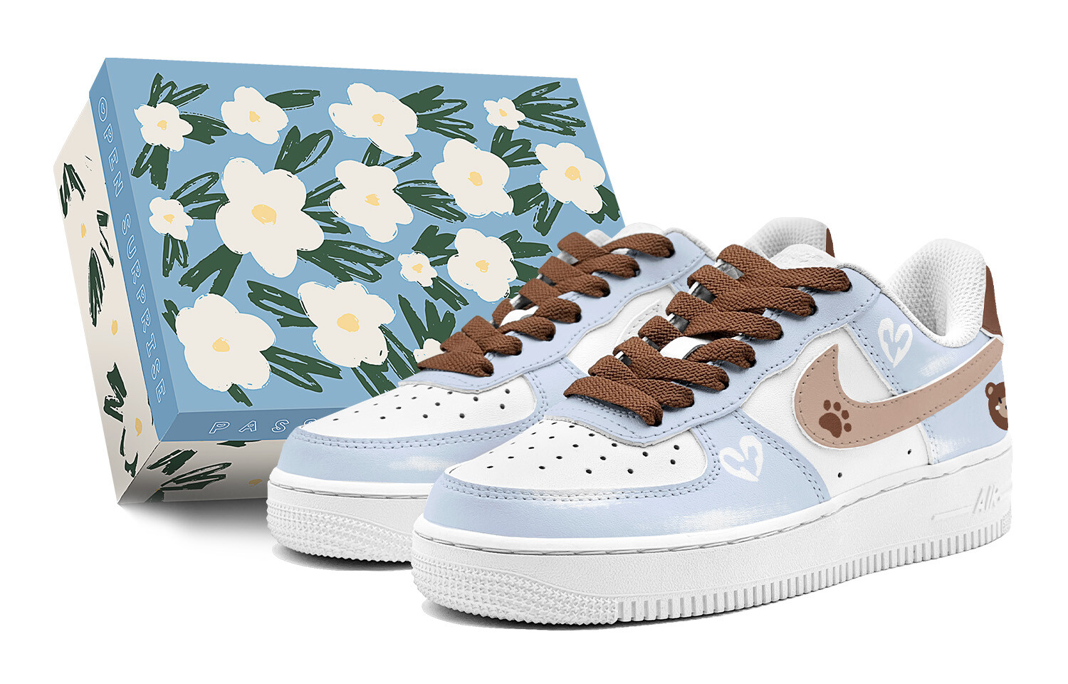 

Кроссовки для скейтборда Air Force 1 мужские низкие коричневый/синий Nike