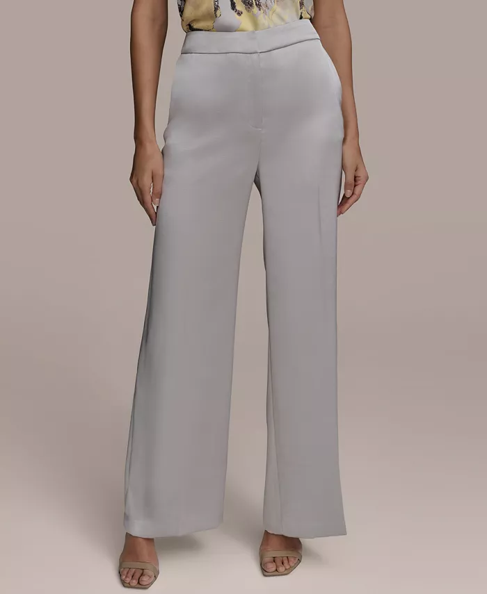 

Женские сатиновые брюки с широкими штанинами, Regular & Petite Donna Karan New York, серый