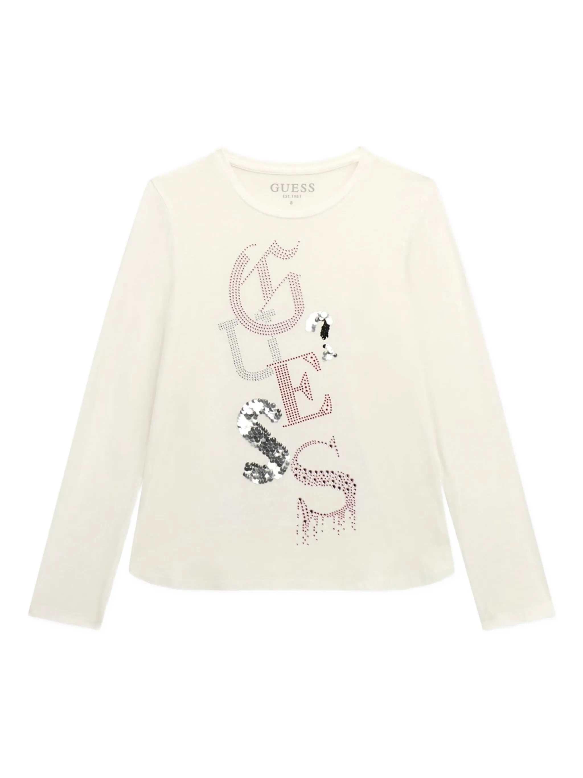 

Топ с пайетками и логотипом Guess Kids, белый