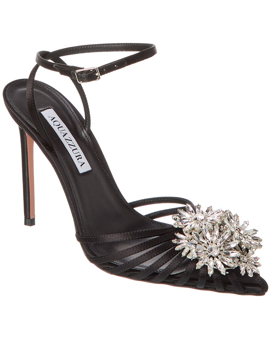 Aquazzura Crystal Margarita 105 Satin Pump, черный