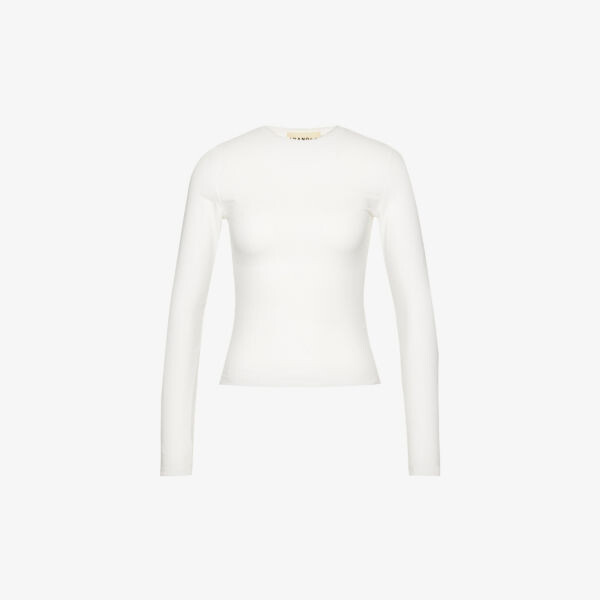 

Топ из эластичного хлопка с фирменной вышивкой Slim-Fit Adanola, белый