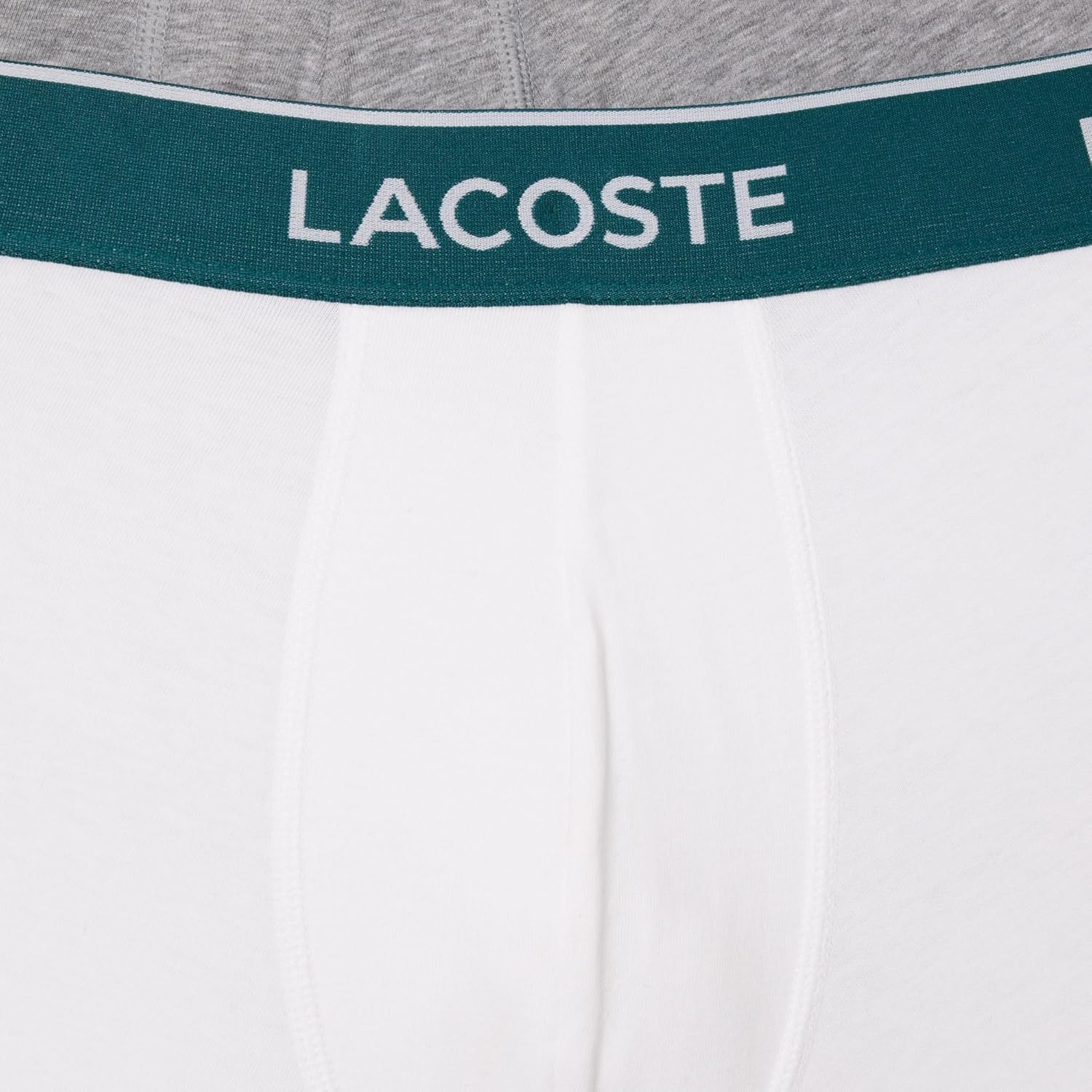 Трусы мужские Lacoste хлопковые с эластичной триколорной резинкой, 3 шт, Black/White/Grey With Multicolor Waistband — фото 2