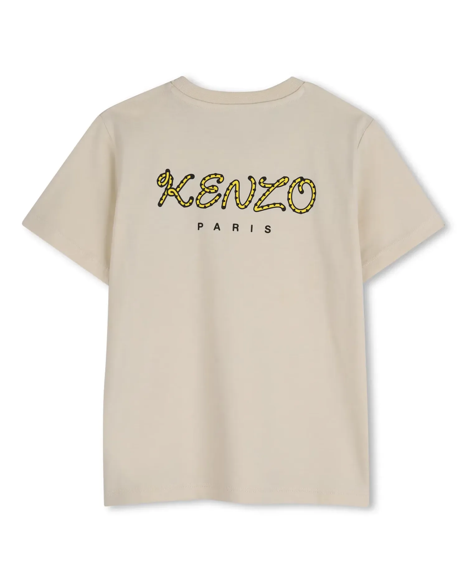 Детская унисекс футболка с коротким рукавом с большим принтом из хлопка Kenzo Kids, Natural — фото 3
