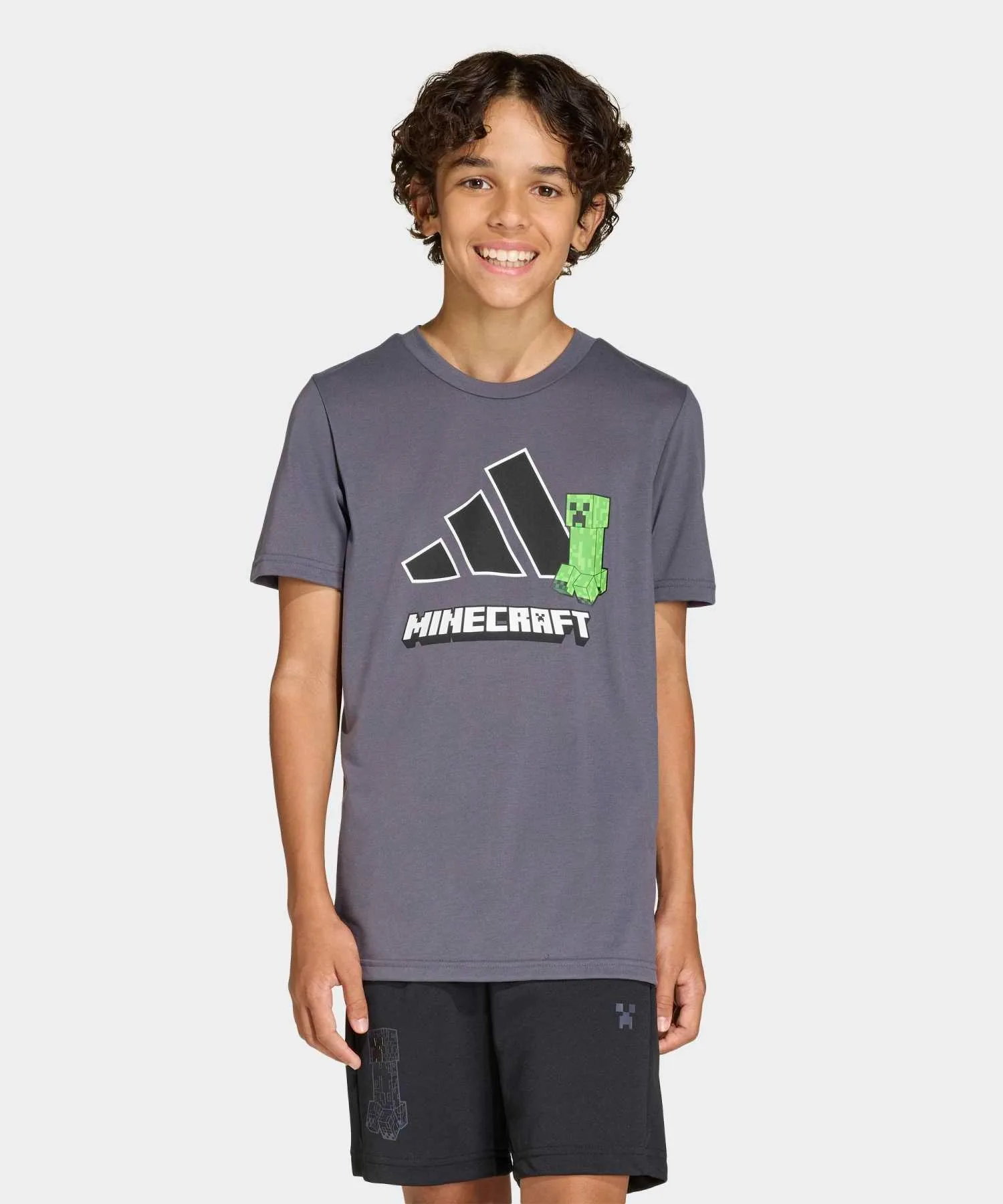 Детская футболка для тренировок Adidas Minecraft с логотипом синяя