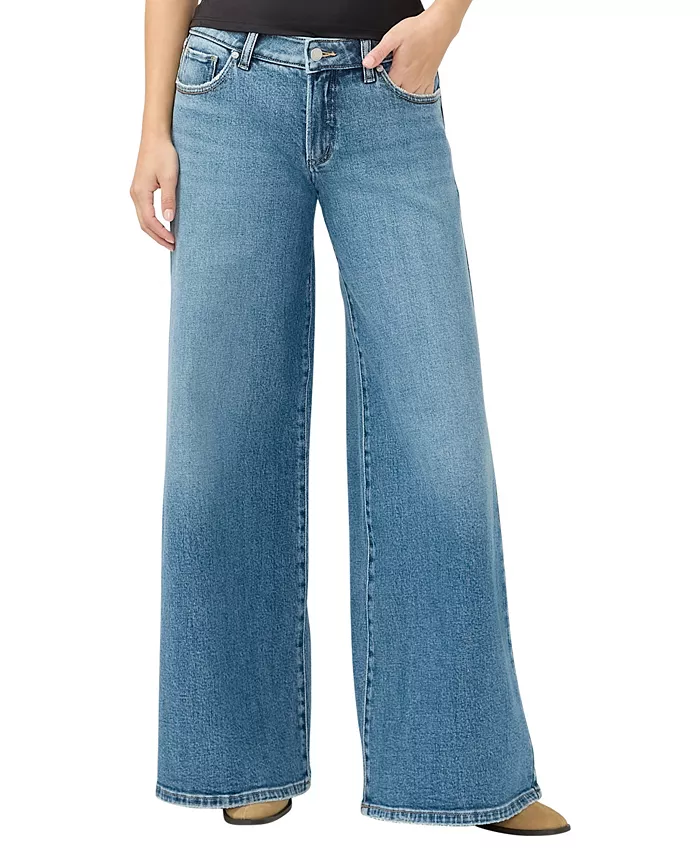 

Женские джинсы-клеш с низкой талией и ультраширокими штанинами Silver Jeans Co., синий