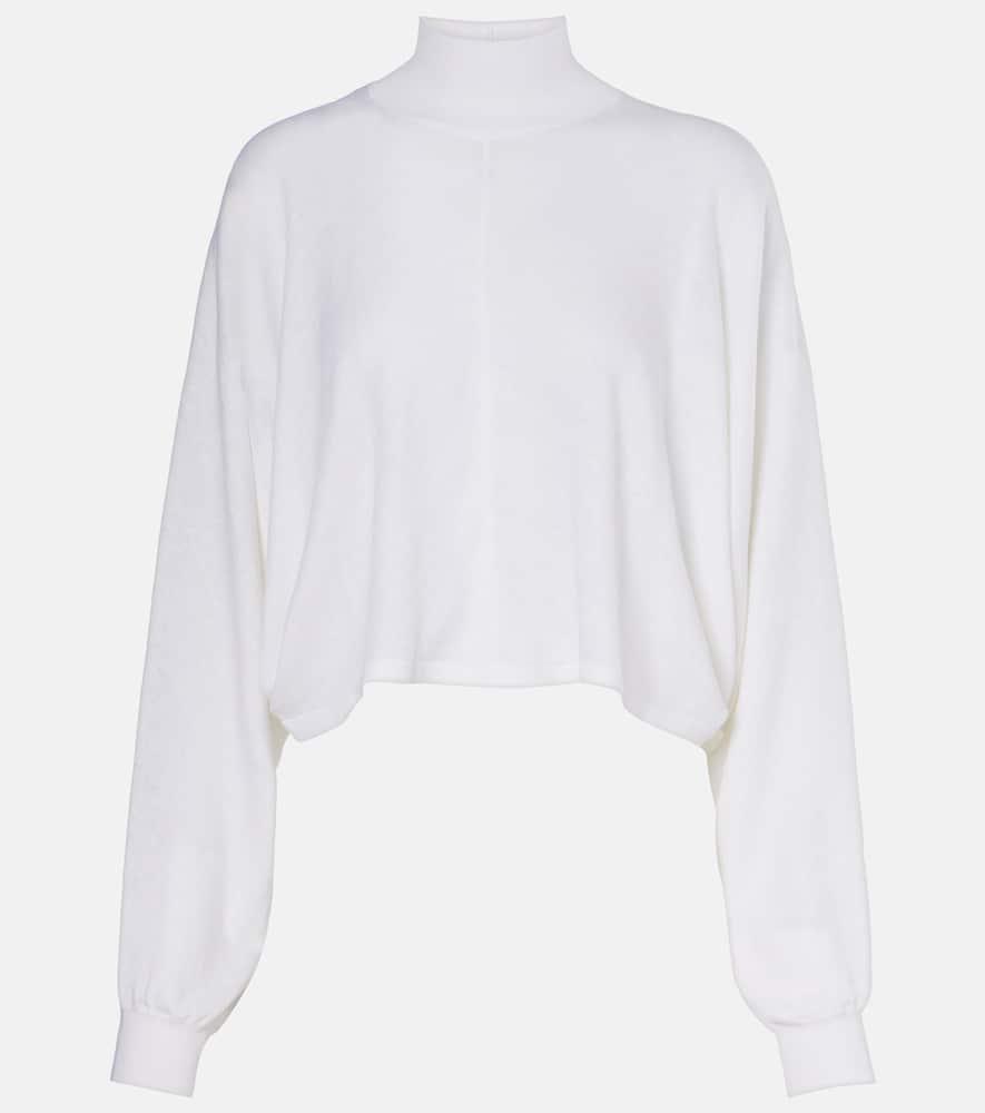 

Кроп-свитер из льна с воротником-водолазкой Alaïa, Blanc