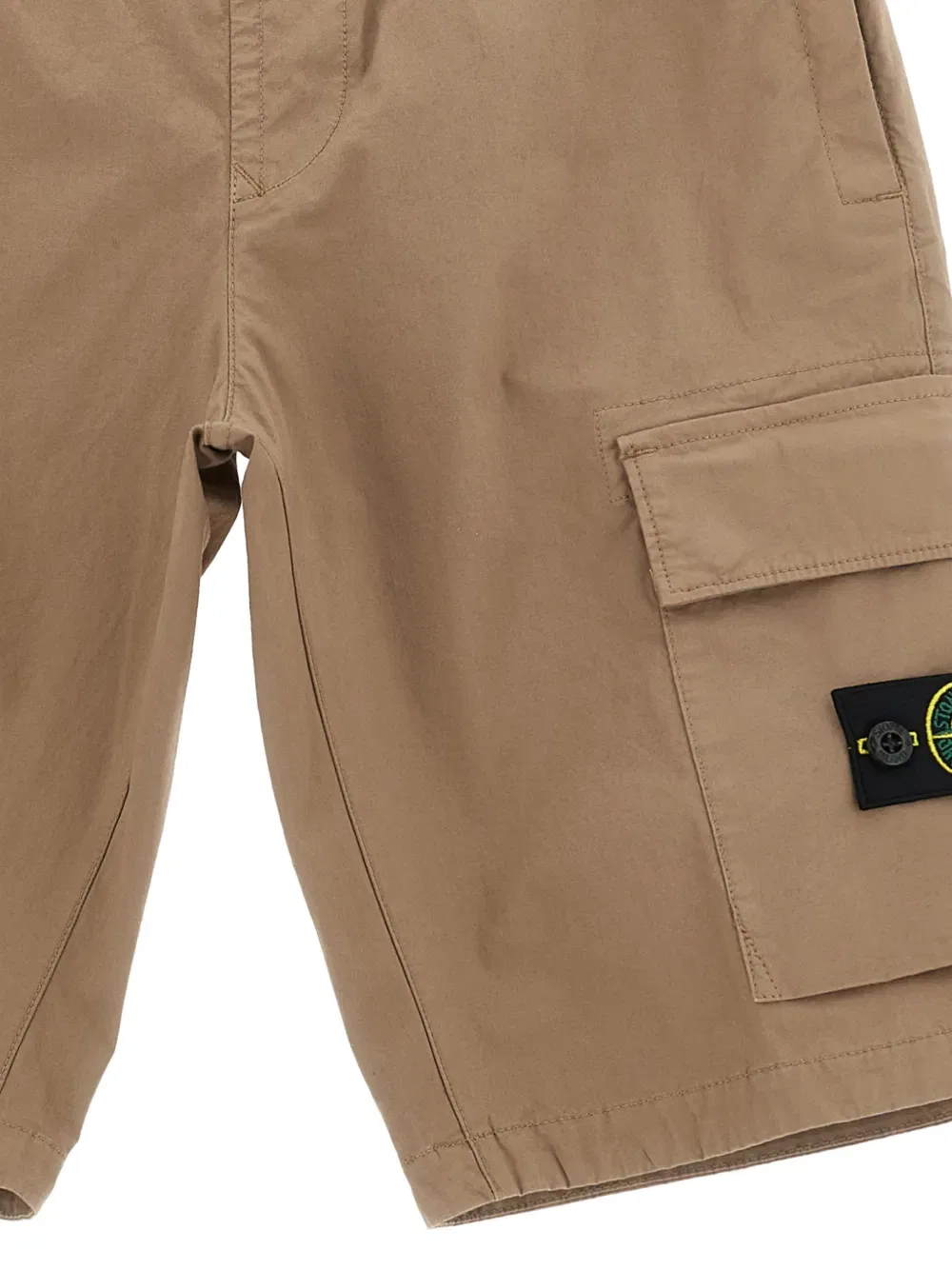 Хлопковые шорты-карго с логотипом и нашивкой Stone Island Junior, нейтральный — фото 3