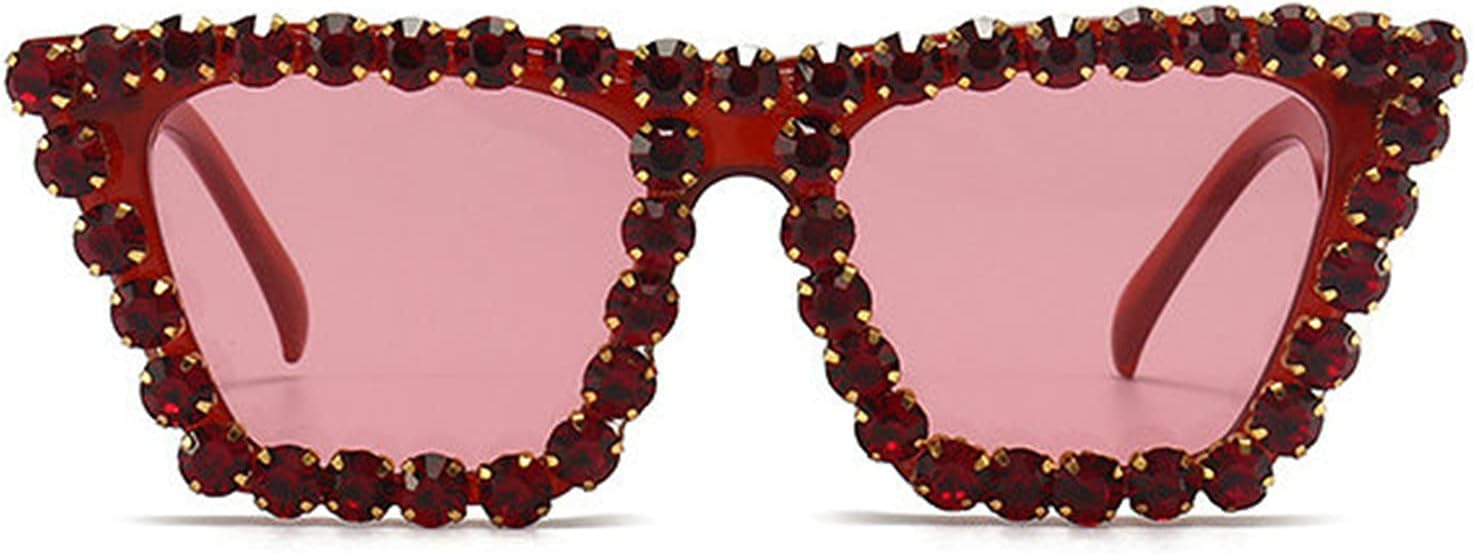 

Willochra — большие солнцезащитные очки с бриллиантами для женщин, очки «кошачий глаз» со стразами, винтажные женские сверкающие солнцезащитные очки для вечеринок, Red