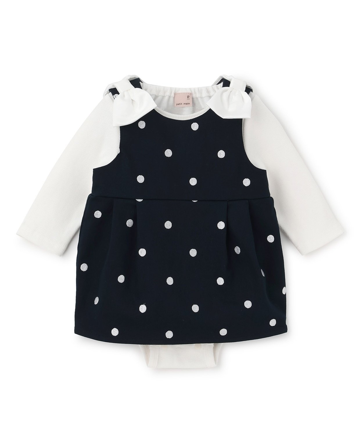 Комплект одежды в горошек и с цветочным принтом Petit main, Navy blue