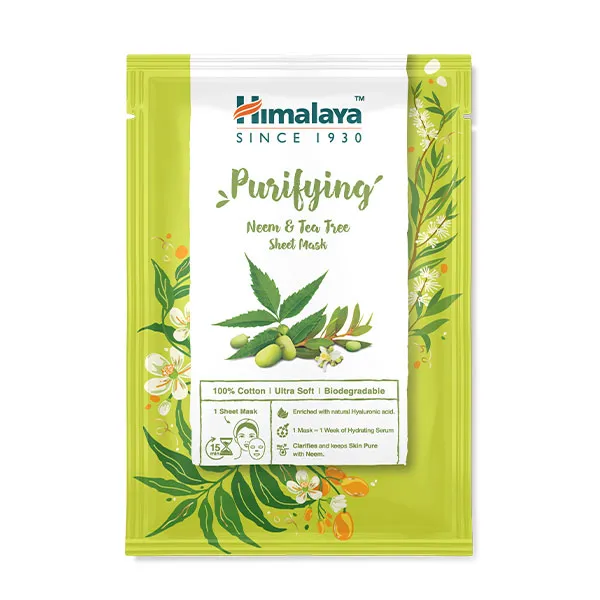 

Очищающая маска для лица Purifying Neem & Tea Tree Sheet Mask Himalaya, 1 UD