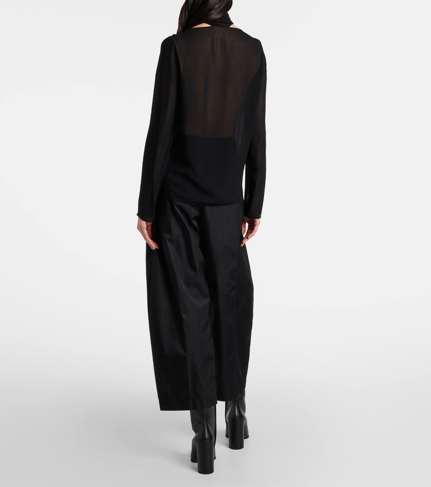 Блузка с прозрачным воротником-галстуком Alaïa, Noir Alaia — фото 3