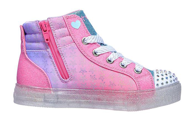 Shuffle Brights 2.0 Mid Top детские скейтбординг кроссовки розовые белые подростки Skechers — фото 4