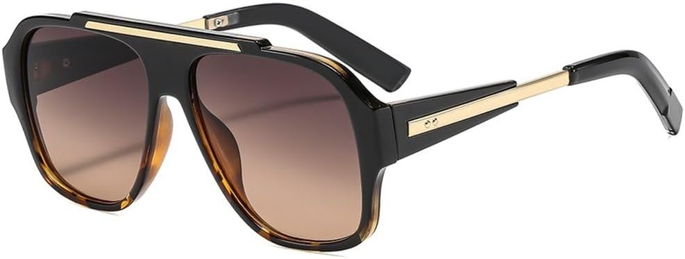 

Модные квадратные солнцезащитные очки с заклепками для женщин, защита от ультрафиолета UV400, ретро-стиль, градиентные солнцезащитные очки для мужчин в стиле панк, желтые солнцезащитные очки SKFGNX, Black Leopard Tea