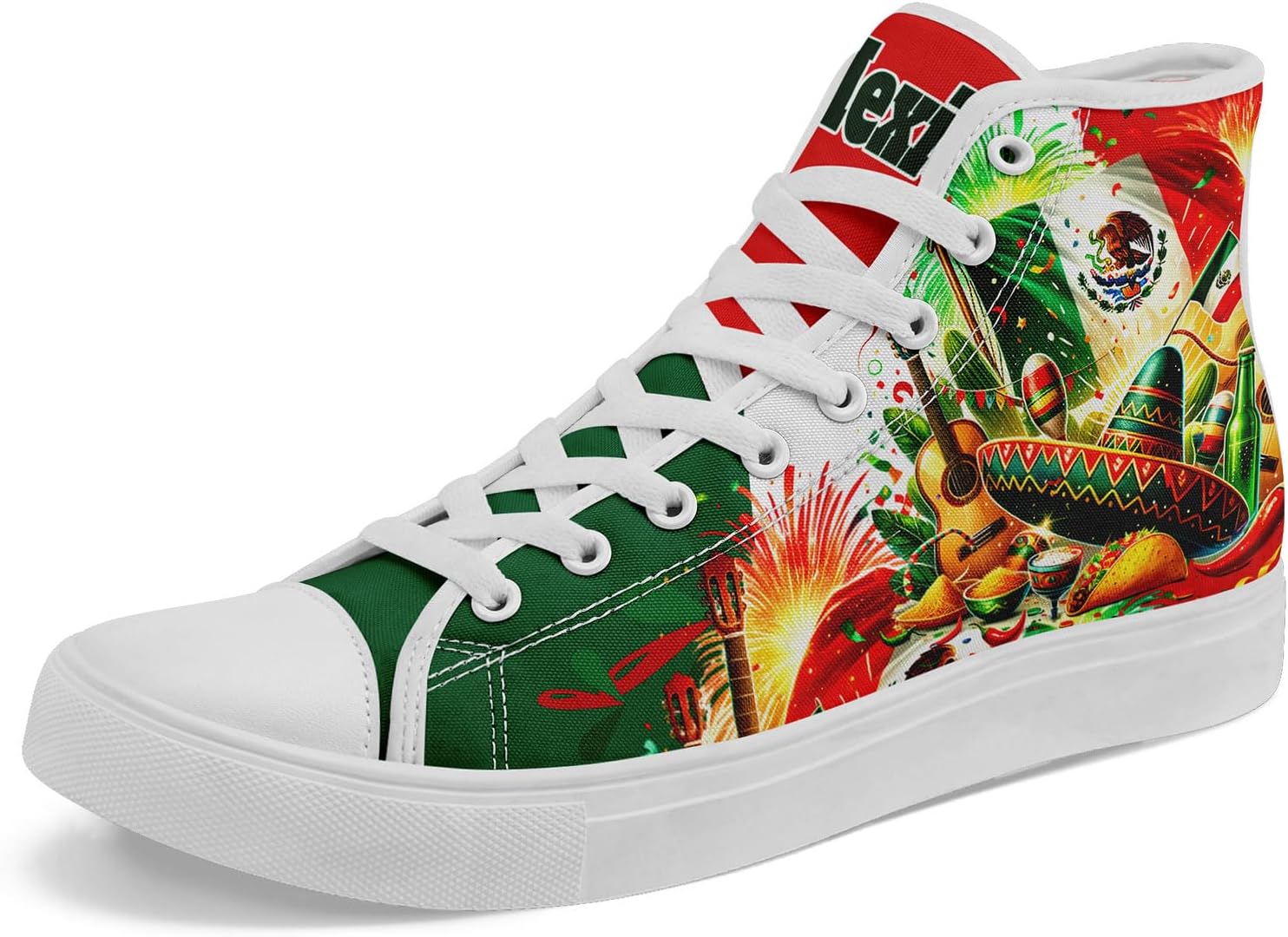 

Высокие кеды с принтом мексиканского флага, удобная резиновая подошва, дышащая сетчатая подкладка, повседневная обувь для мужчин и женщин Awsole, белый/красный/зеленый/оранжевый