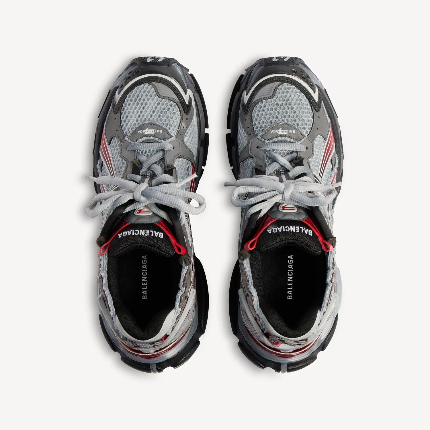 BALENCIAGA Мужские кроссовки Runner с градиентом в сером/красном/черном цвете — фото 4