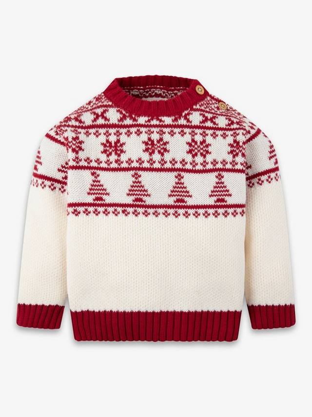 

Детский свитер из хлопка в стиле фэр-айл The Little Tailor, Cream/Red