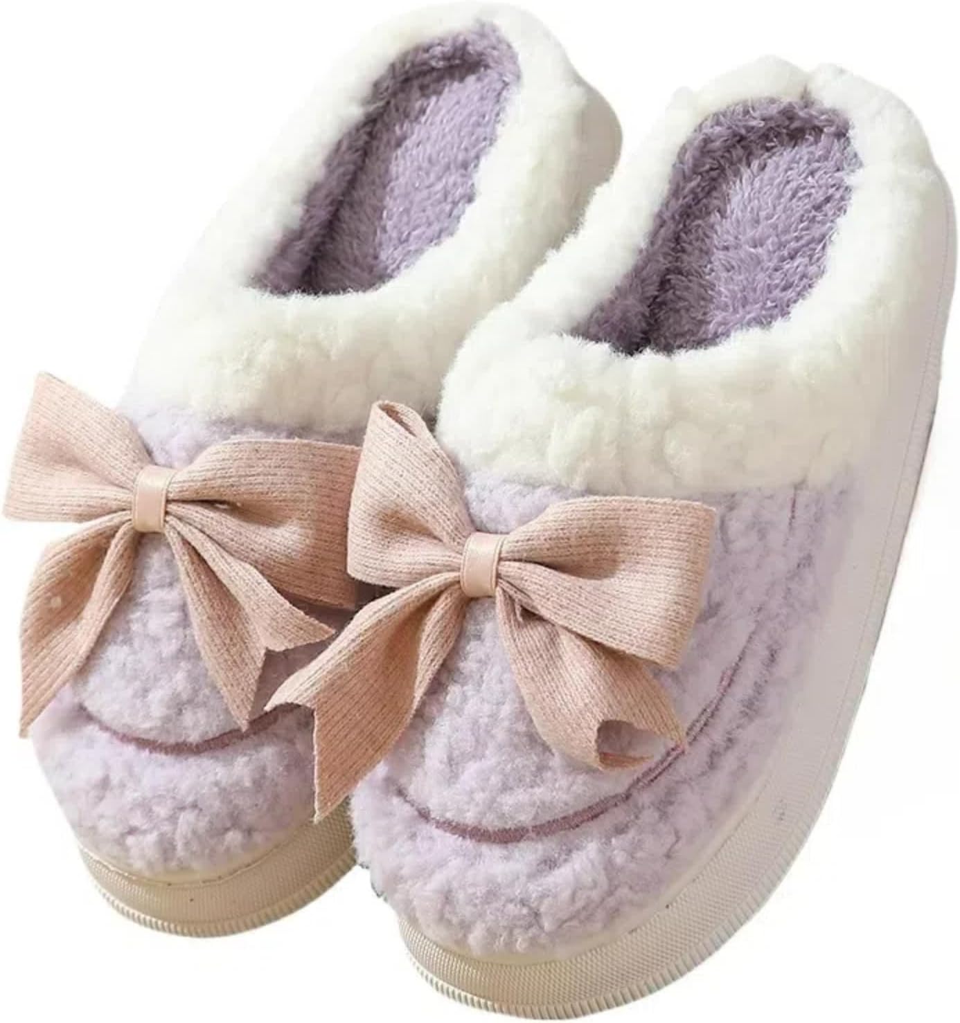 

Милые тапочки с бантом для женщин и мужчин, розовые, пушистые, мягкие, для дома и улицы, теплые, с нескользящей подошвой Elirar