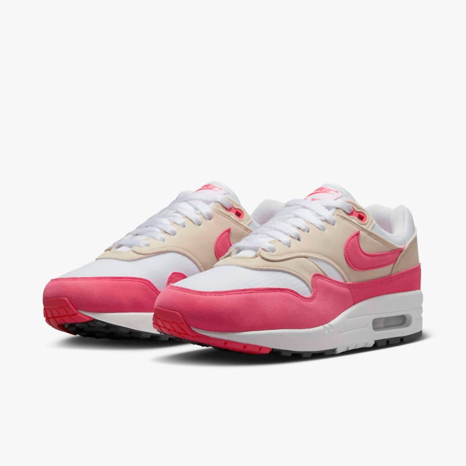Женские кроссовки Air Max 1 в цвете белый/светло-коричневый Orewood/черный/астровый розовый Nike