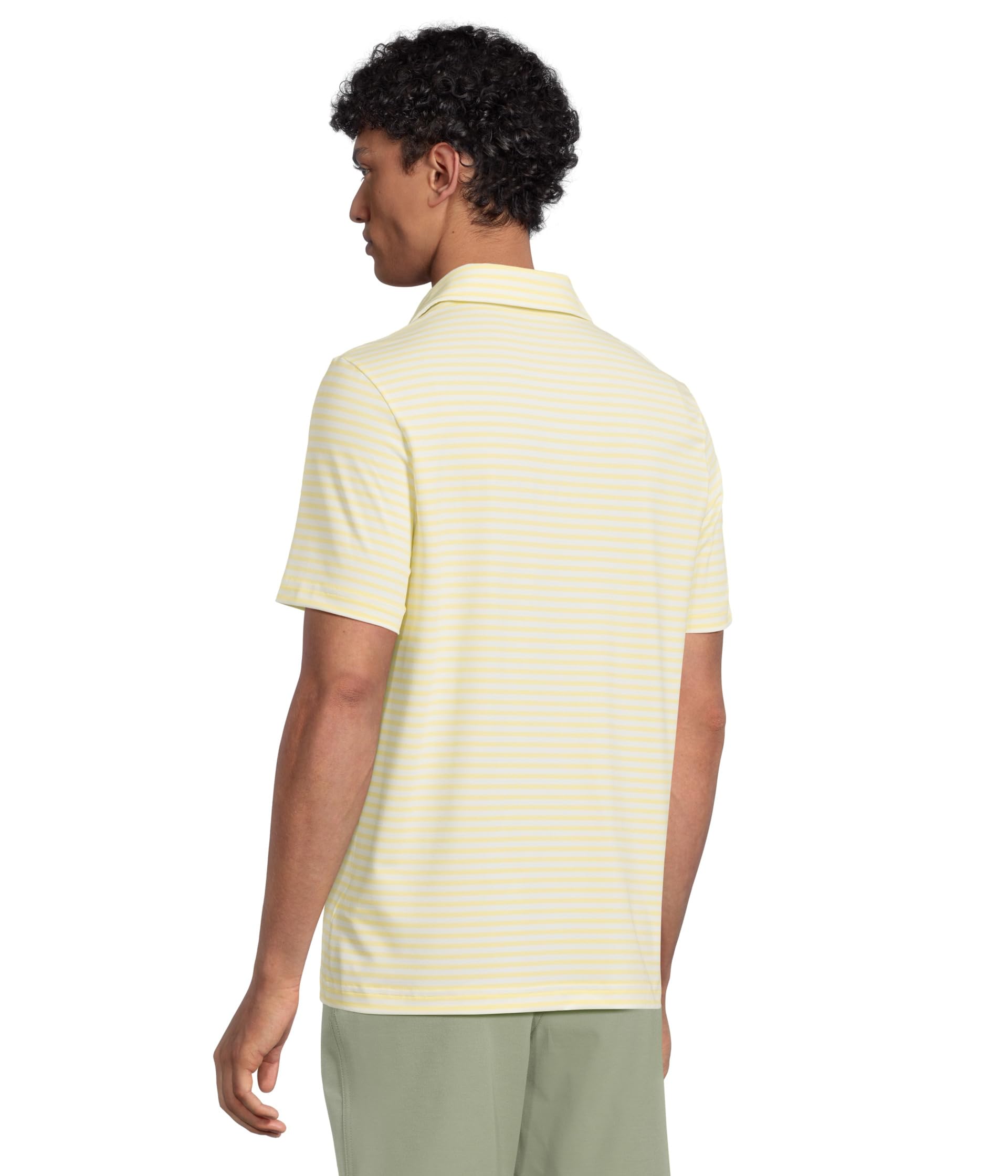 Рубашка Lacoste Ultra Dry Anti-Uv Striped Golf Polo Shirt, White/Yellow — фото 3