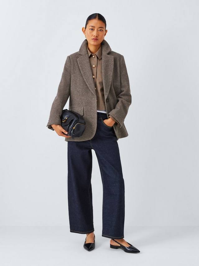 

Пиджак из шерстяной смеси с узором «ёлочка» John Lewis, Brown/Multi