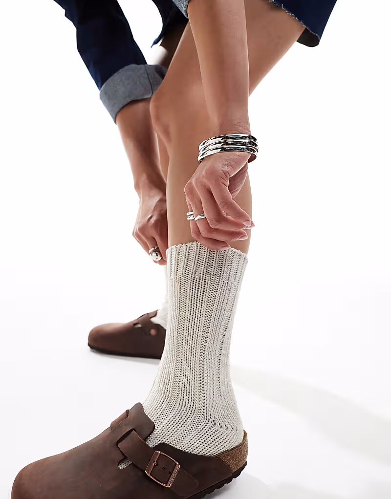 

Женские хлопковые носки Birkenstock Cotton Twist бежевого цвета