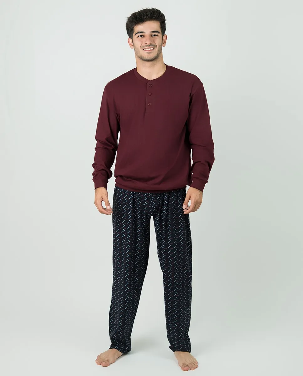 

Мужская пижама с воротником на планке Babelo, темно-серый