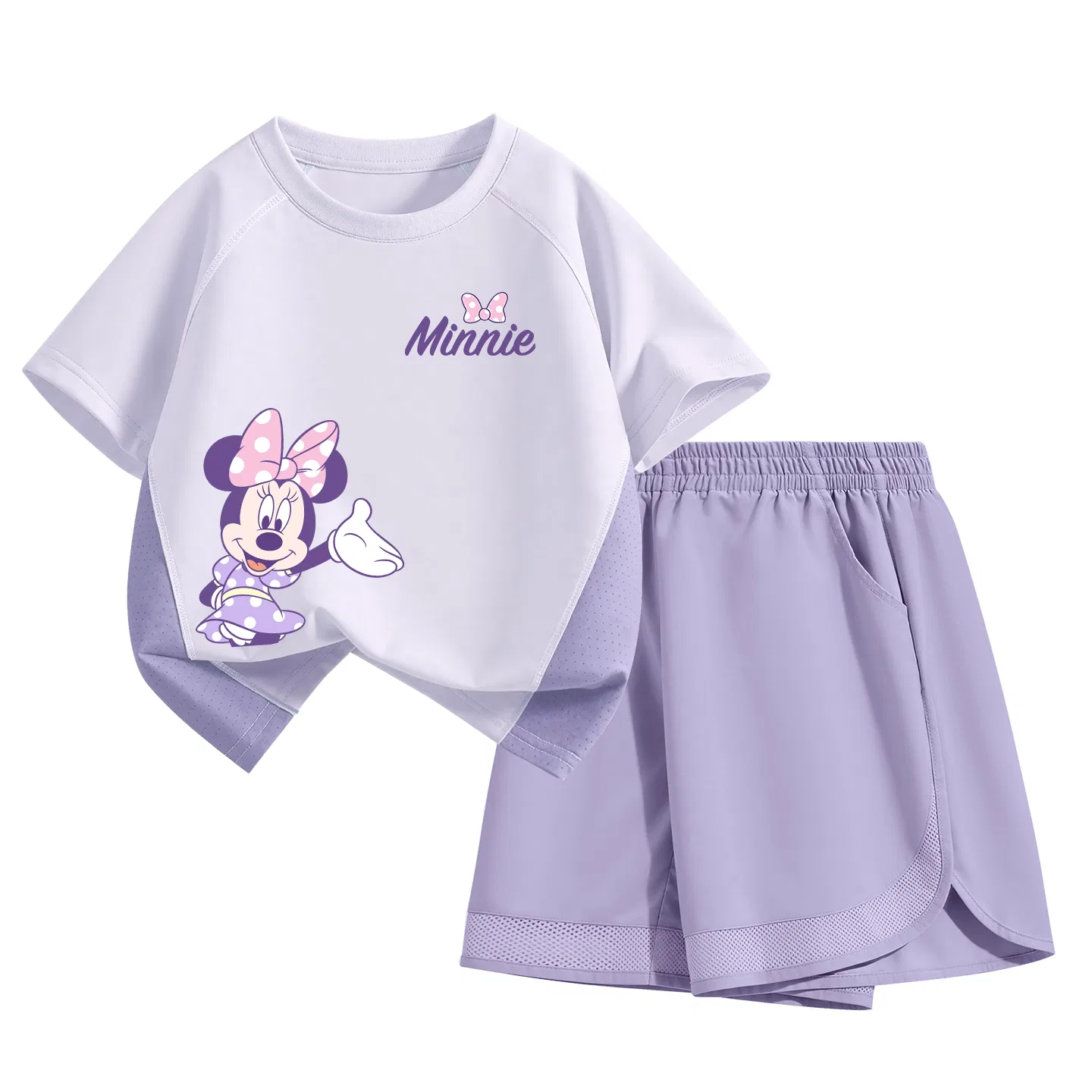 Детская повседневная спортивная футболка с круглым вырезом Disney, Welcome to K Mountain Purple+Solid Color Mountain Purple