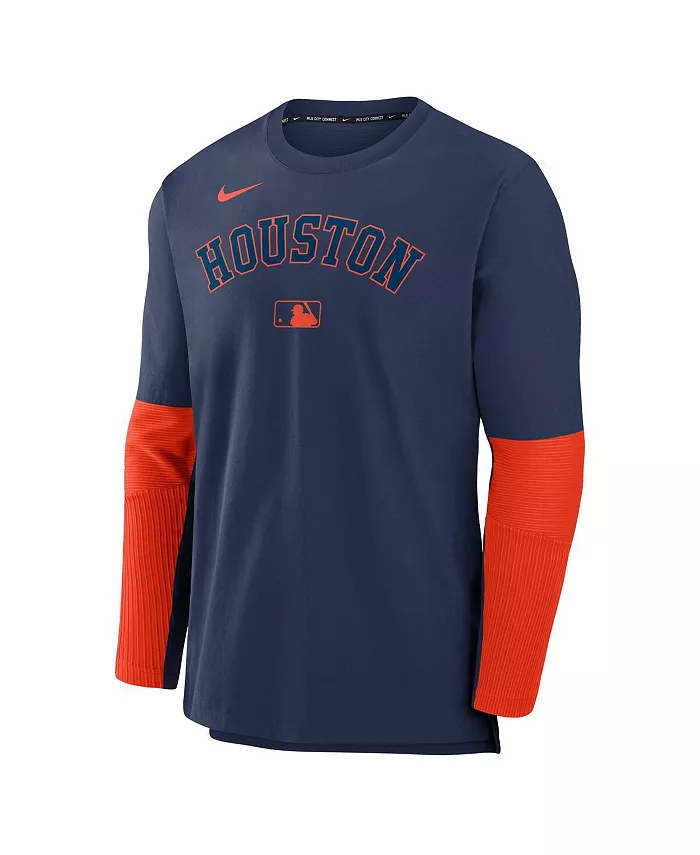 Мужская футболка с длинным рукавом Houston Astros Authentic Collection Player, облегченная для занятий спортом, цвет: темно-синий/оранжевый Nike — фото 3