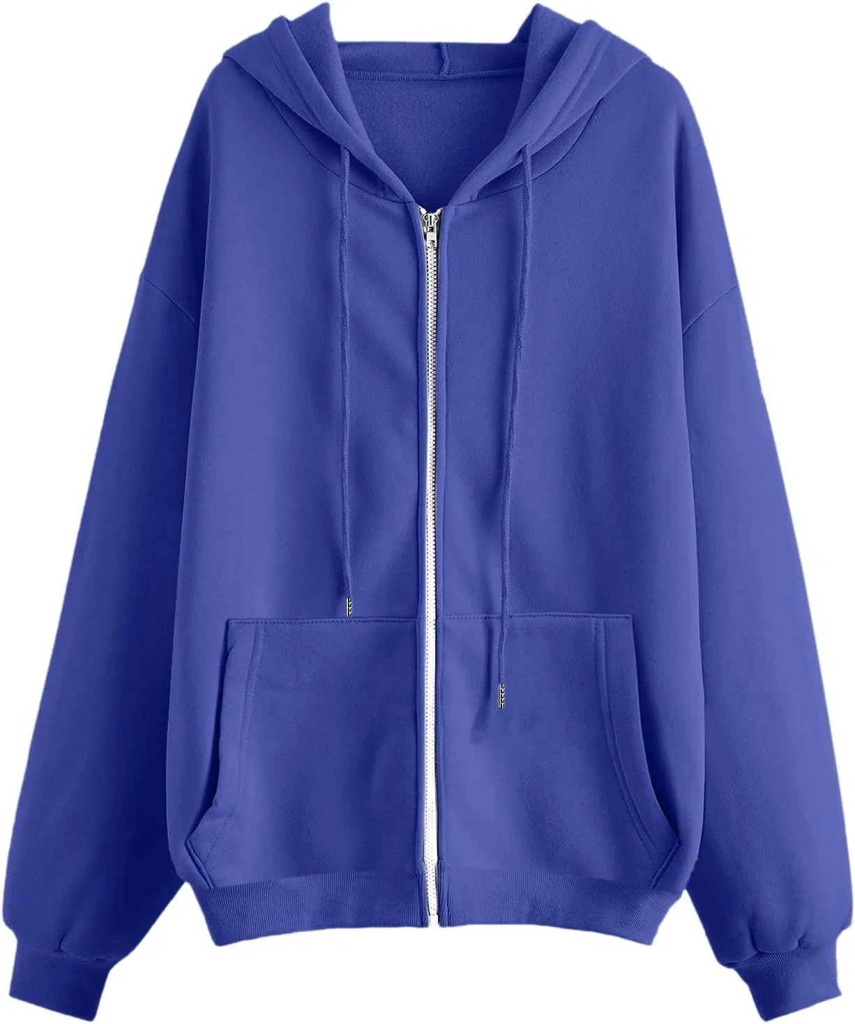 Худи женское оверсайз с капюшоном, на молнии, Fleece, 01-blue — фото 3