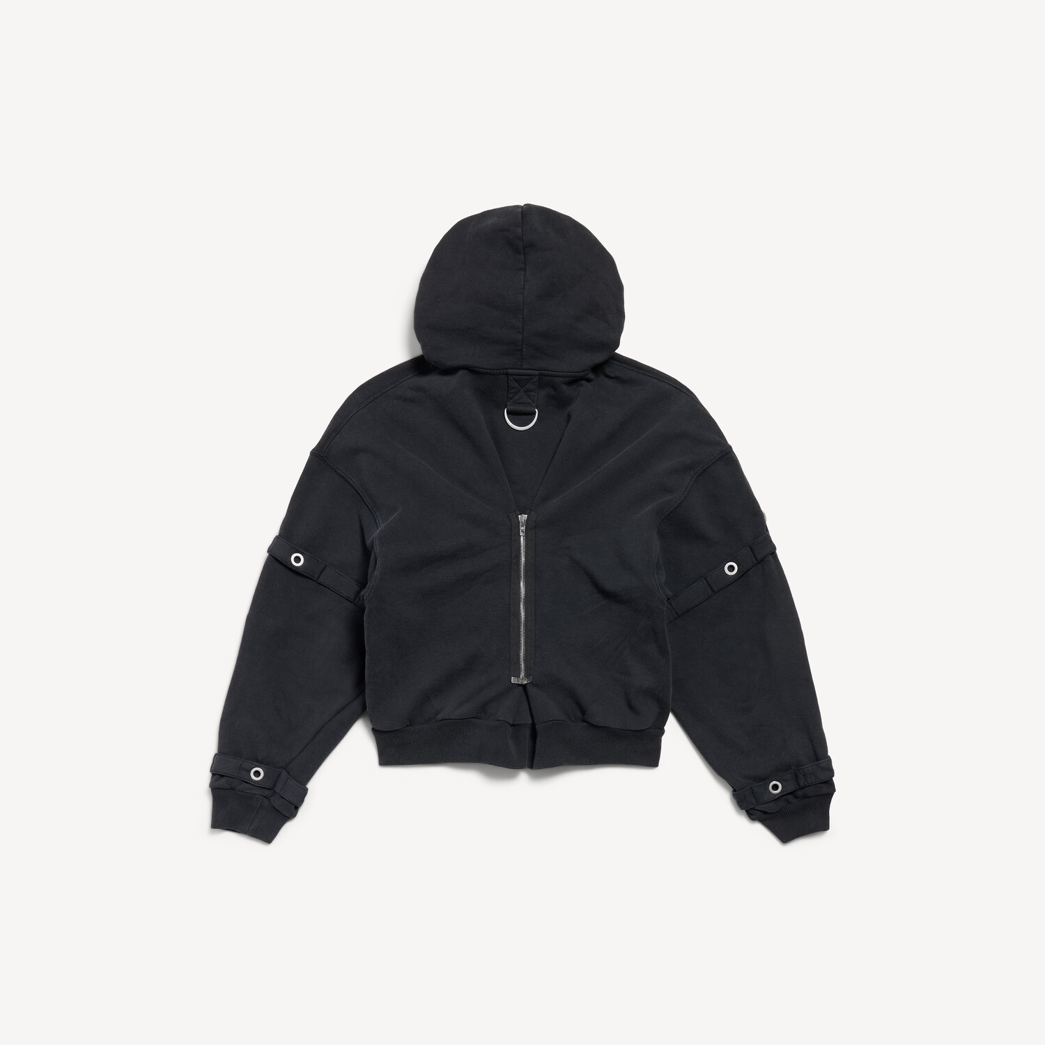 Толстовка Balenciaga D-Ring Cargo Zip-Up, выцветший черный — фото 2