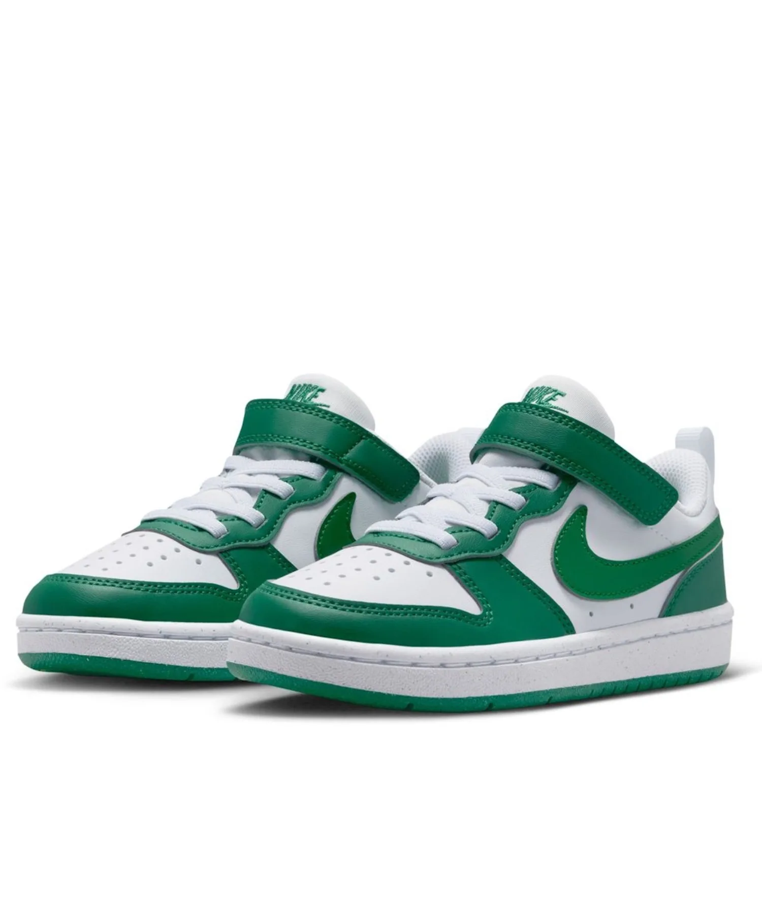 Детские кроссовки низкие из переработанных материалов Court Borough Low Re-Craft PS NIKE бело-зелёные — фото 3