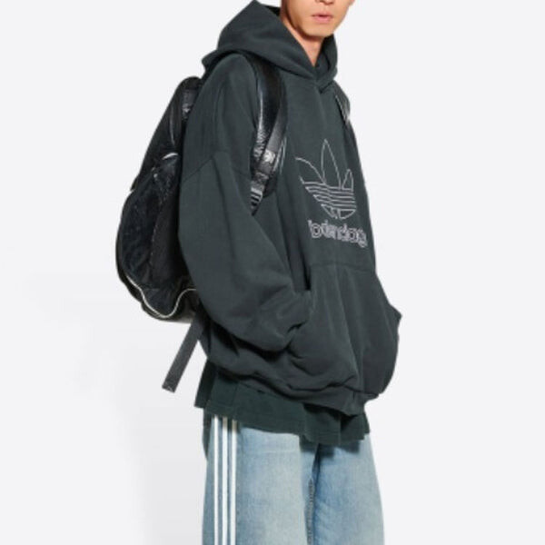 Толстовка x adidas logo oversized hoodie 'green white' Balenciaga, зеленый — фото 3