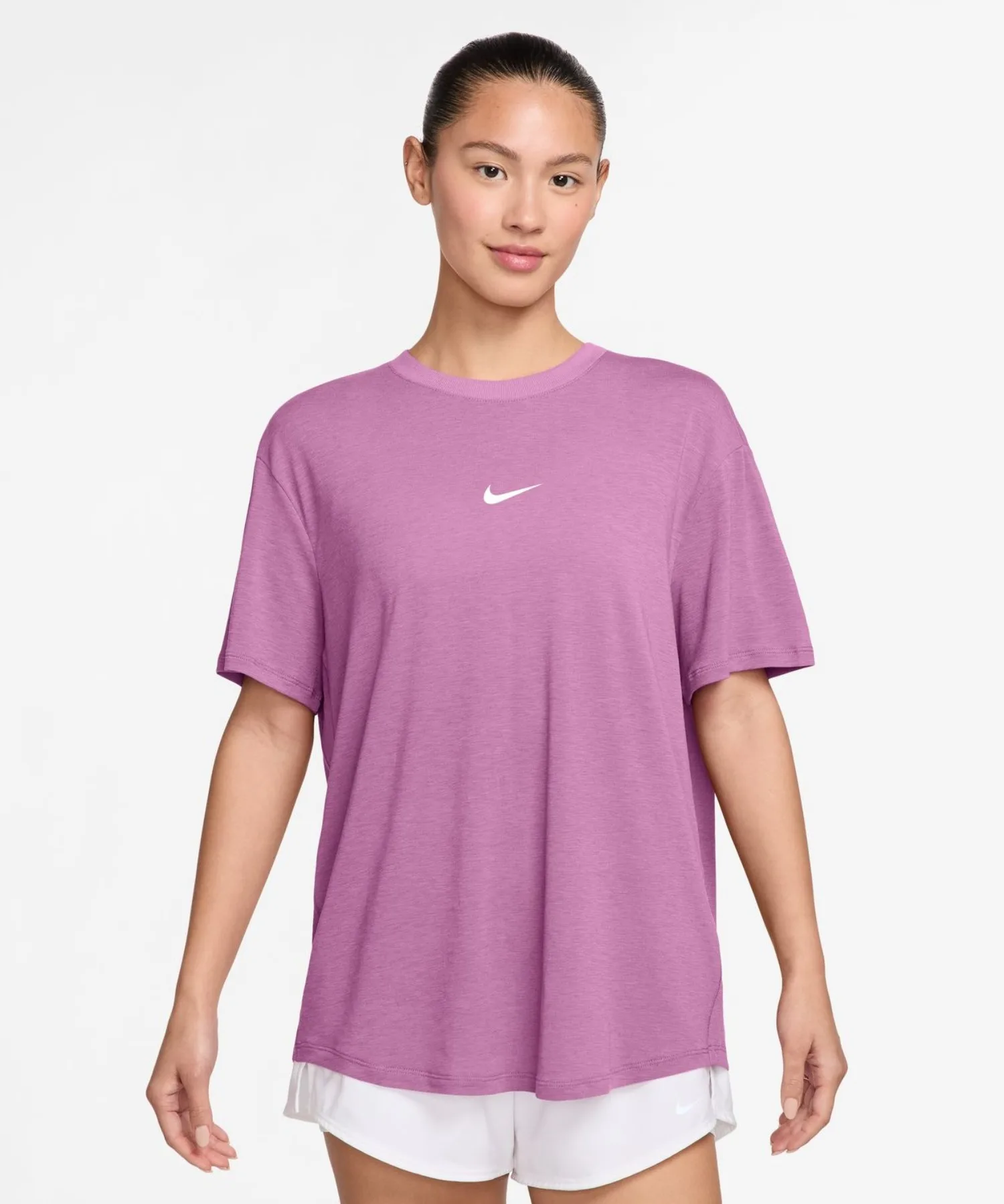 Женский топ Nike One Relaxed DF S/S красный с фиолетовым