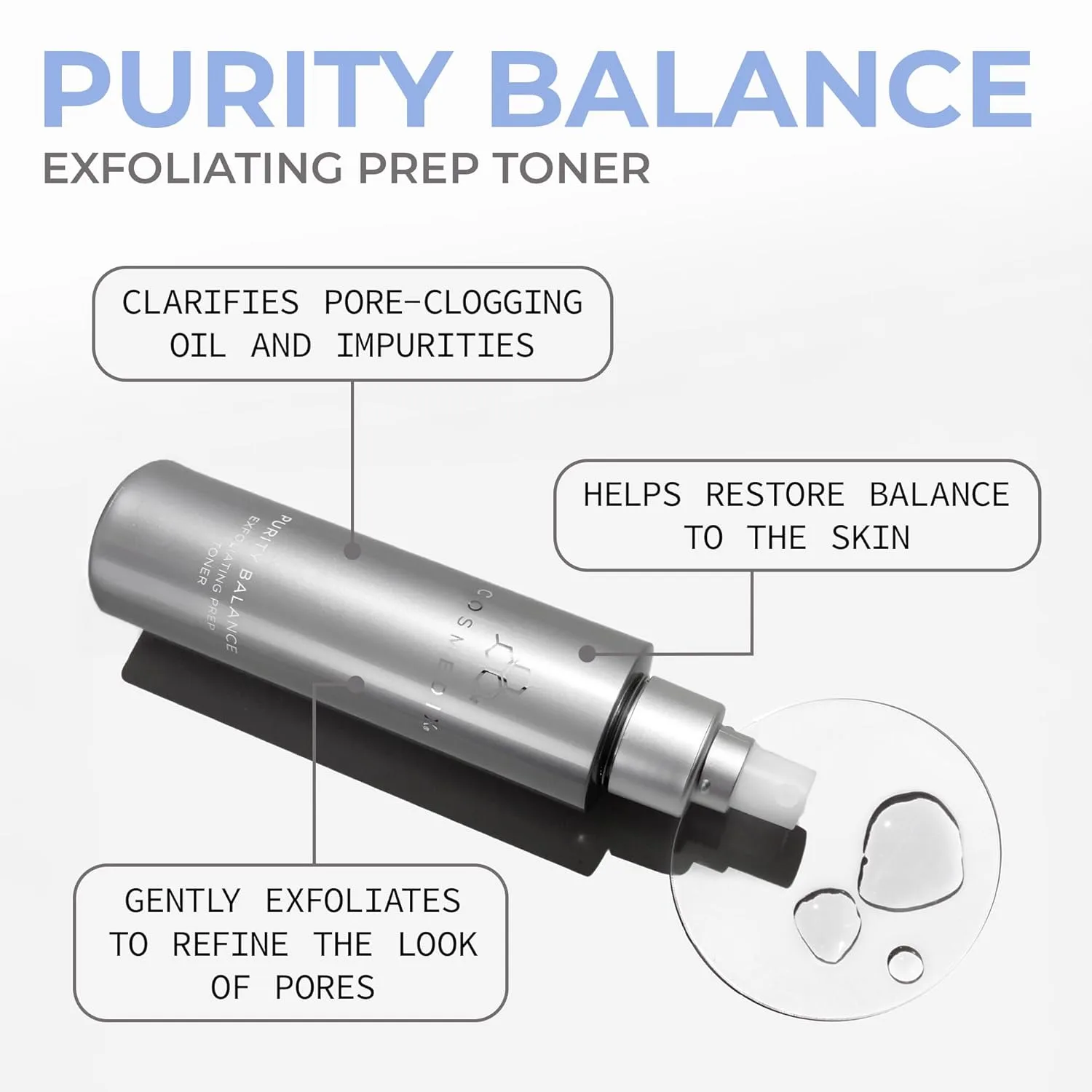 Тоник Cosmedix — Purity Balance Exfoliating Prep Face Toner - Увлажняющий , склонного к акне, мелким — фото 2