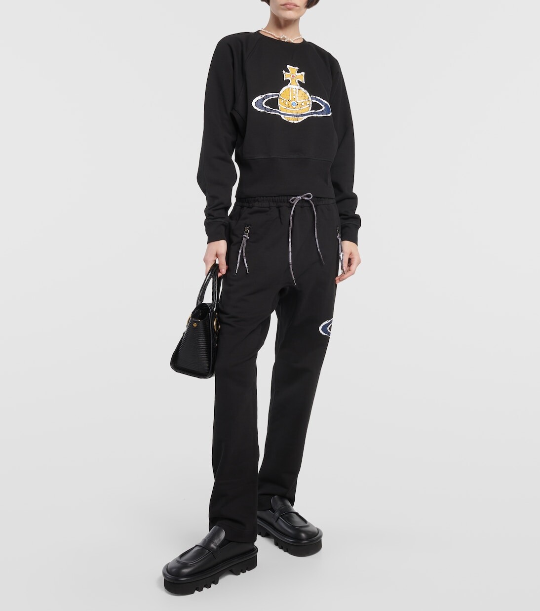 Спортивные брюки из хлопкового джерси с принтом orb Vivienne Westwood, черный — фото 2