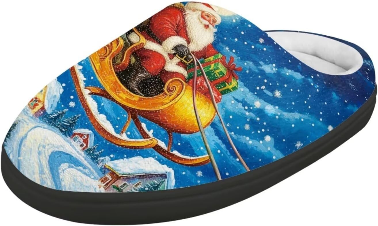 

POLERO Милые тапочки для детей, девочек, зимние теплые домашние тапочки, детские тапочки для мальчиков, Xmas Santa Sled