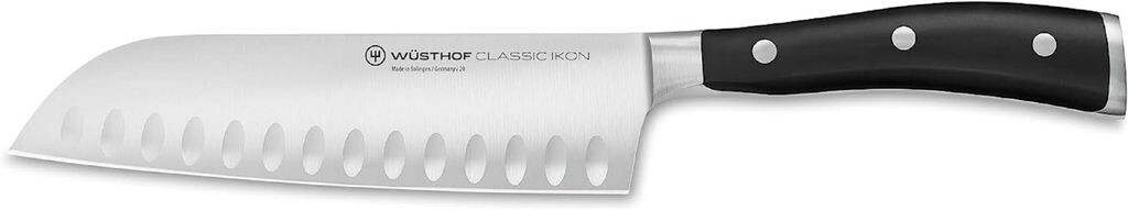 

Нож Wüsthof Solingen Classic Ikon Santoku, лезвие 17 см, зубчатый вырез